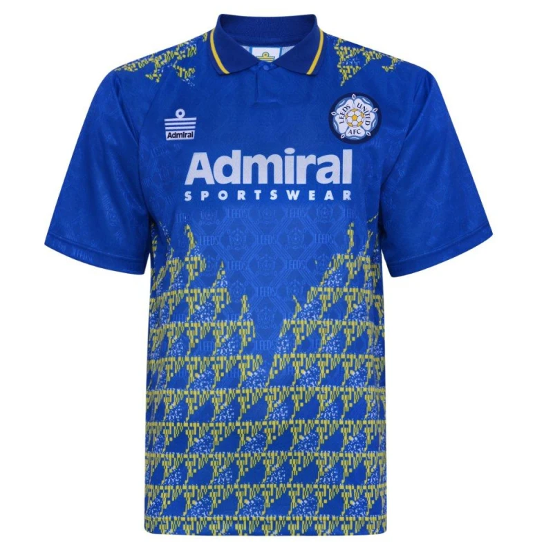 Image of Score Draw SD Leeds United Retro Away Shirt 1993 Mens Blue/Yellow male XS