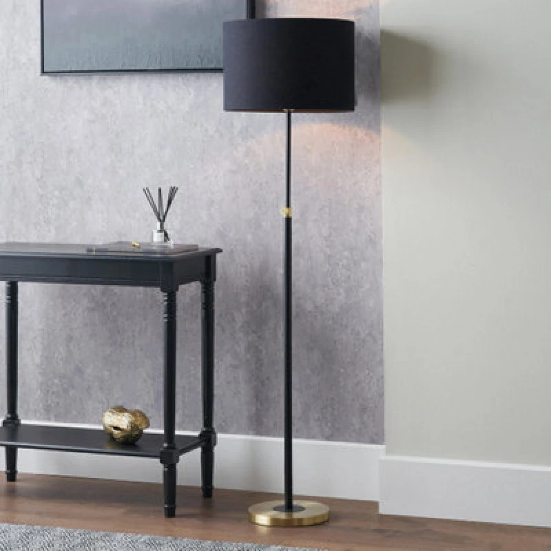 Image of Ruma Black and Gold Adjustable Height Floor Lamp Black