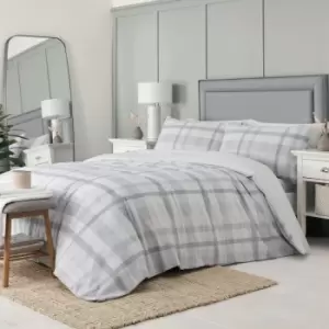 Image of Drift Home Emerson Check Print Sustainable Eco-Friendly Reversible Duvet Cover Set, Grey, King