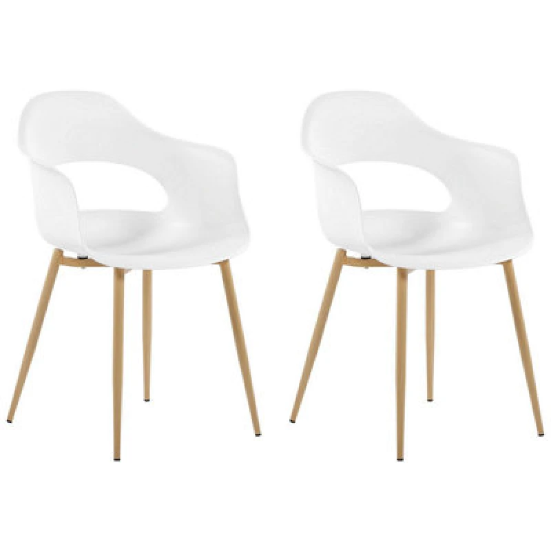 Image of Beliani Set Of 2 Dining Chairs Utica White