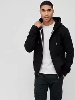 Image of Superdry Orange Label Classic Zip Thru Hoodie - Black Size XL Men