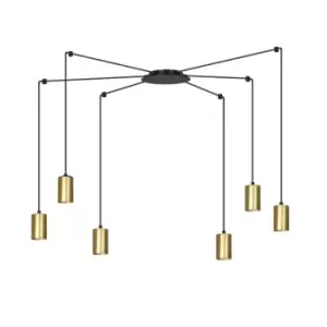 image of Traker Black/Gold Cluster Pendant Ceiling Light 6x GU10