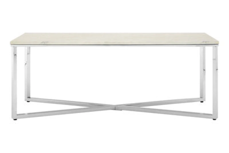 Image of Orsina Allure White Faux Marble Chrome Coffee Table