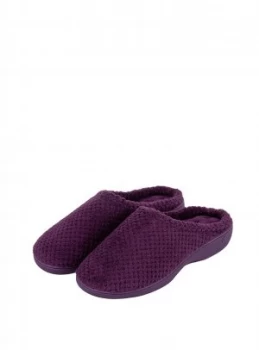 image of Isotoner Plum Star Popcorn Terry Mule Slippers - 7