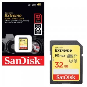 Image of SanDisk Extreme 32GB SDHC Memory Card