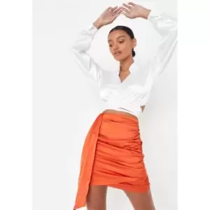 image of Missguided Gathered Drape Mini Skirt - Orange