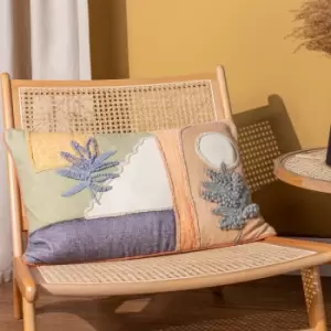 Image of Tulna Embroidered Piped Cushion Multicolour, Multicolour / 40 x 60cm / Polyester Filled