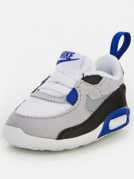 Image of Nike Max 90 Crib Shoe, White/Grey/Blue, Size 4