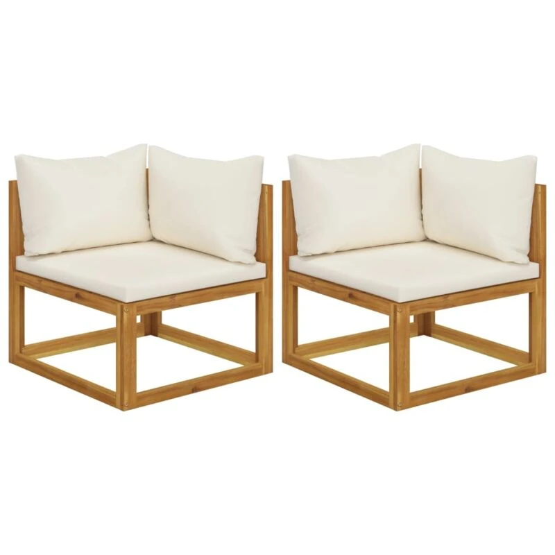 Image of VIDAXL Sectional Corner Sofas 2 pcs with Cushions Solid Wood Acacia Vidaxl 8720845737115