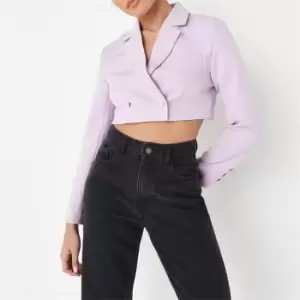 image of Missguided Petite Cropped Blazer - Purple