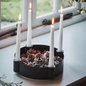 image of Centrepiece Candle Holder in Black H7Cm W25Cm