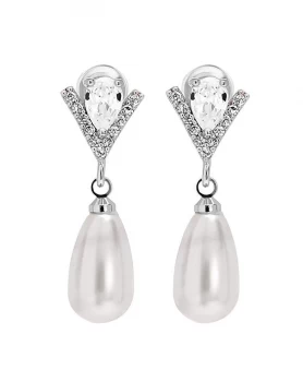 image of Jon Richard Silver Drop Pearl Earring