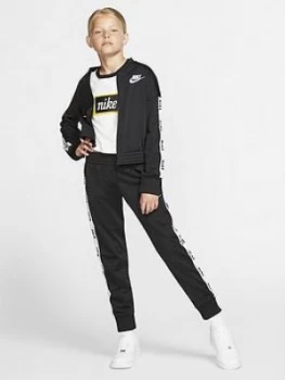 Image of Nike Sportswear Girls Tricot Tracksuit - Black/White, Size XS, 6-8 Years, Women