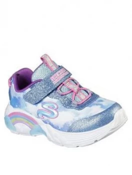 Skechers Toddler Girl Rainbow Racer Light Trainer - Blue, Size 4 Younger