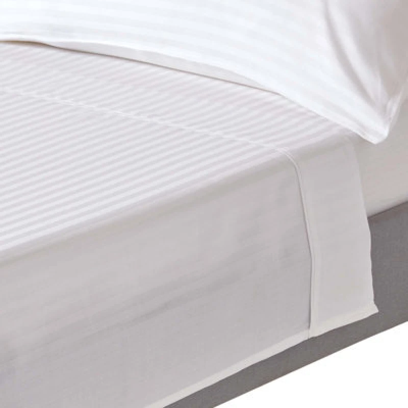 Image of Homescapes White Egyptian Cotton Satin Stripe Flat Sheet 330 Tc, Single