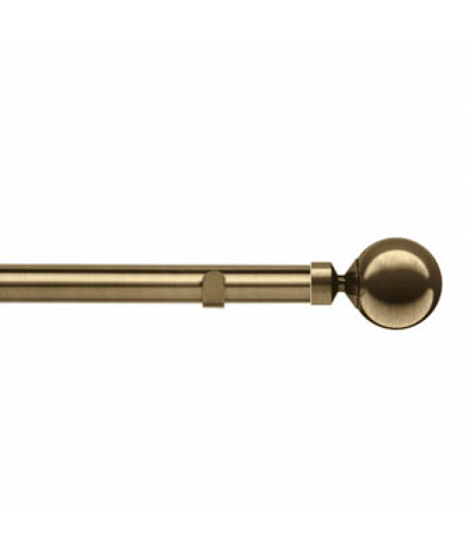 Image of Unknown 28mm Fixed Length Metal Eyelet Curtain Pole Set In Antique Brass - Sphere Finial, 50Cm