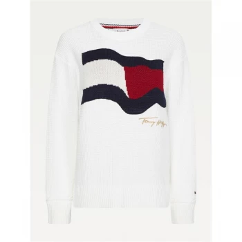 image of Tommy Hilfiger Motion Flag Knit Jumper - ECRU YBL