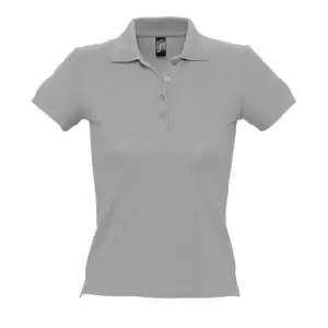 Image of SOLS Womens/Ladies People Pique Short Sleeve Cotton Polo Shirt (3XL) (Grey Marl)