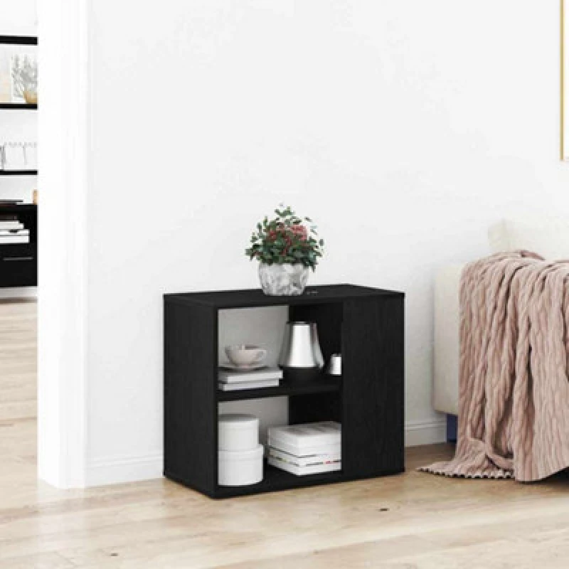 Image of Vidaxl Sideboard With Drawer Black Oak 60 X 30 X 50 Cm Engineered Wood
