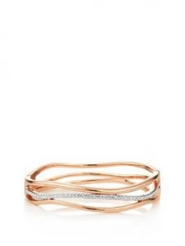 image of Buckley London Bayswater Two Tone Rose Silver Bangle With Free Gift Bag