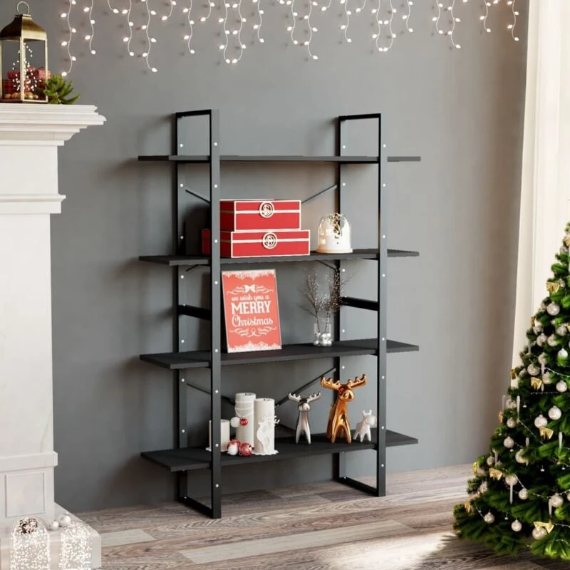 Image of Vidaxl 4-tier Book Cabinet Grey 100X30X140 Cm Engineered Wood, Grey 806479