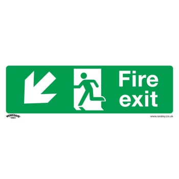 image of Safety Sign - Fire Exit (Down Left) - Self-Adhesive Vinyl