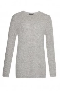 image of Mens French Connection Loose Stitch Alpaca Mix Jumper Grey Marl