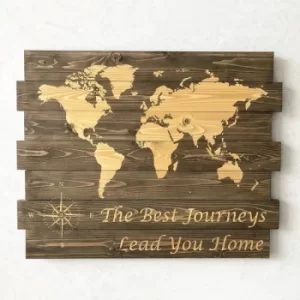 Image of Mapwood01 Multicolor Decorative Framed MDF Painting