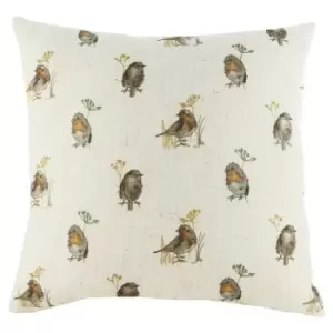 image of Oakwood Robins Repeat Square Cushion Multicolour