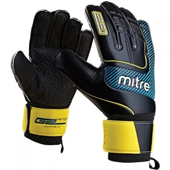 Image of Mitre Anza G2 Dribble Goalkeeper Gloves - Blk/Cyan/Ylw