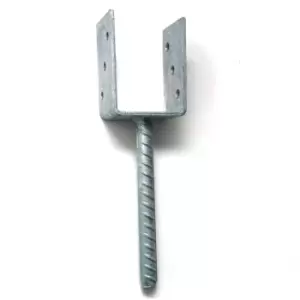 image of Zinc Plated u Type Post Fence Foot Anchors - Size 80 x 60 x 120 x 5mm - Pack of 2