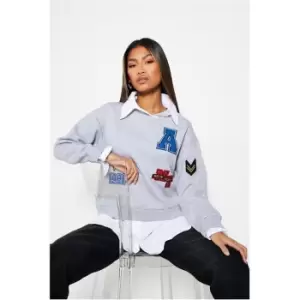 Image of I Saw It First Shirt And Badge Sweatshirt Set - Grey