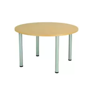 Image of Jemini Circular Meeting Table 1200x1200x730mm Nova Oak/Silver KF816585