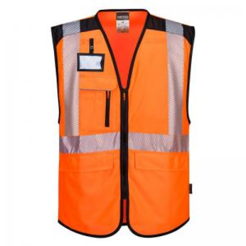 Image of Portwest PW3 Hi Vis Executive Vest PW309OBR4XL Colour: Orange / Black