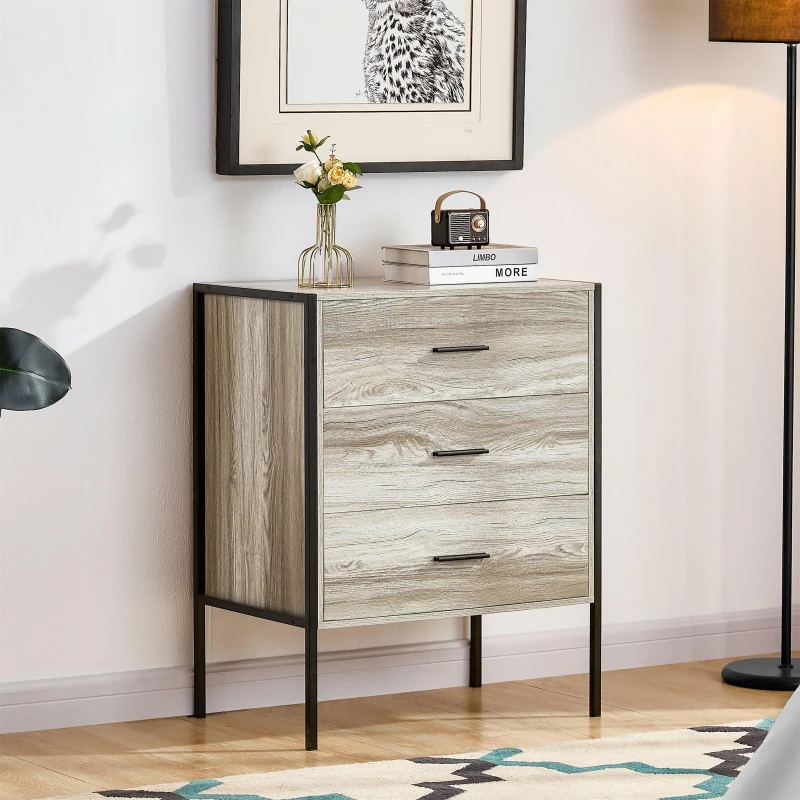 Image of Lassic Vida Designs Brooklyn 3 Drawer Chest Grey unisex 3 Drawer