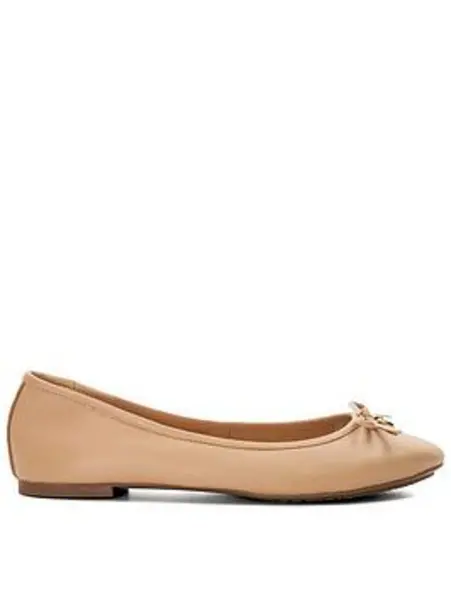 Dune London Wide Fit Hallo Leather Ballerina Flat Shoes - Nude Natural VYCVD Female 4,6,7