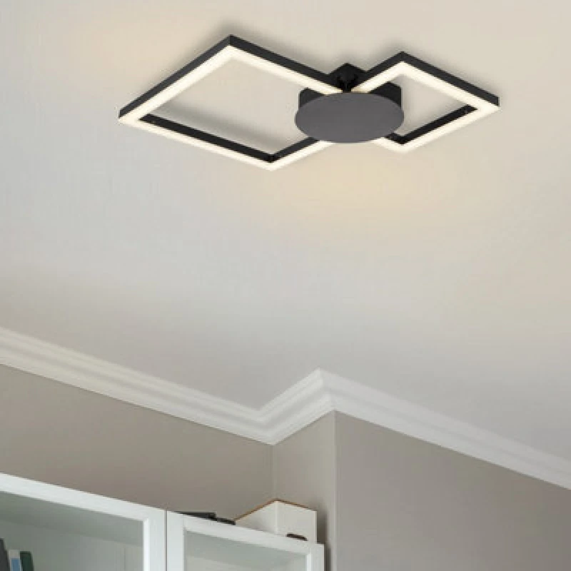 Image of Cosylyte Miles Bathroom Double Square Integrated LED Ceiling Light - Matt Black