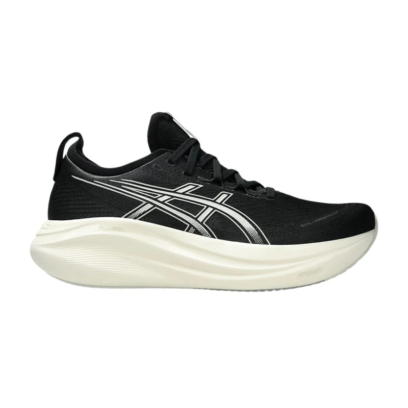 Image of Asics Gel-Nimbus 27 Black White Shoes SS25, Size 44 - EUR