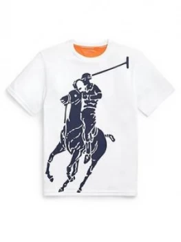 Image of Ralph Lauren Boys Short Sleeve Pony Graphic Performance T-Shirt, White, Size 10-12 Years, M