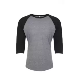 Image of Next Level Adults Unisex Tri-Blend 3/4 Sleeve Raglan T-Shirt (XXL) (Vintage Black/Premium Heather)