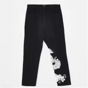 image of Missguided Plus Size Dragon Print Straight Leg Jeans - Black