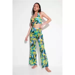 I Saw It First Blue Wide Leg Printed Beach Trouser - Blue