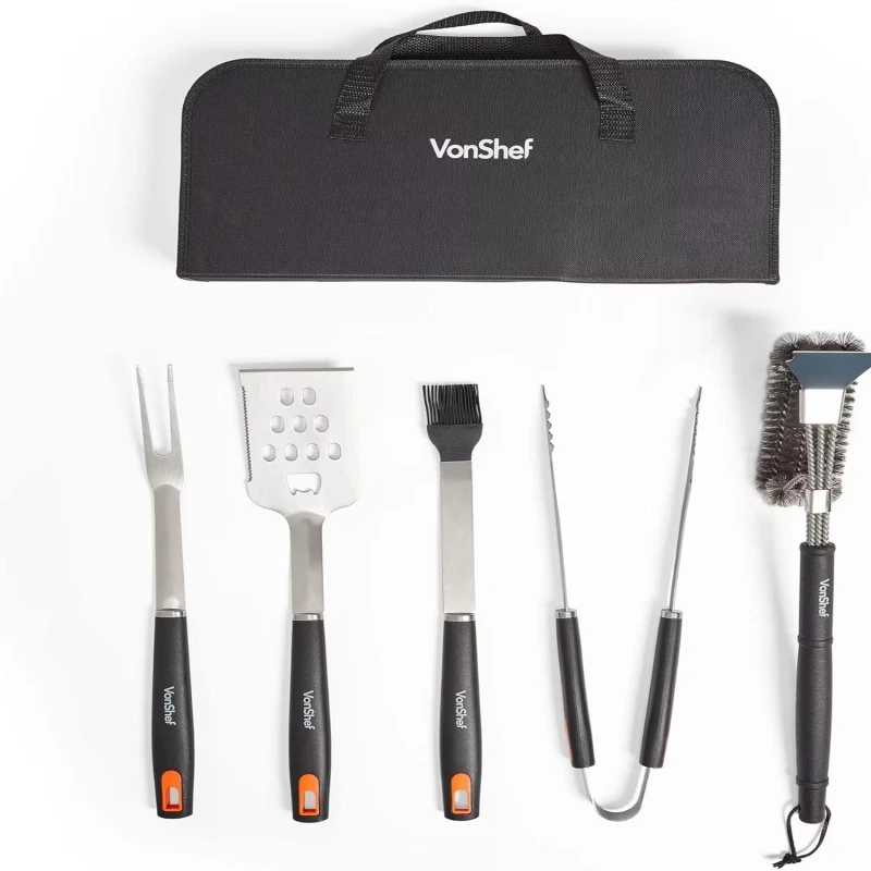 Image of VonHaus 5Pcs with Storage Case BBQ Tools Set Black