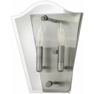 Image of Twin Wall Light Sconce Polished Antique Nickel LED E14 60W Bulb
