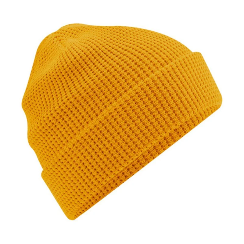 Image of Beechfield Beechfield Men Waffle Cotton Beanie in Mustard Mustard One Size Male 5059958779570