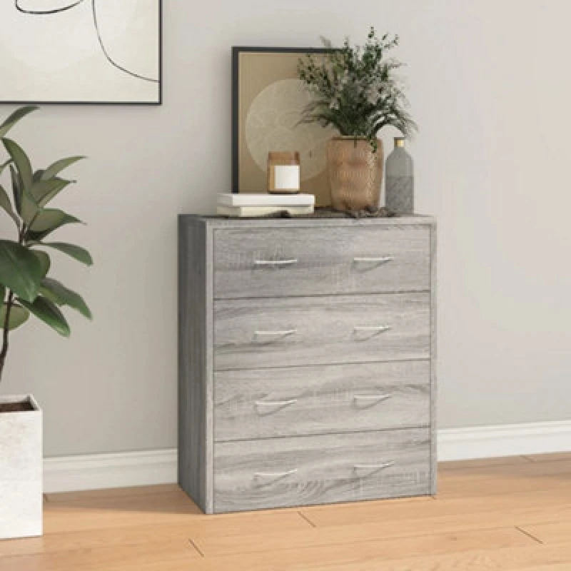 Image of vidaXL Sideboard With 4 Drawers 60x30.5x71cm Grey Sonoma, Grey 342581