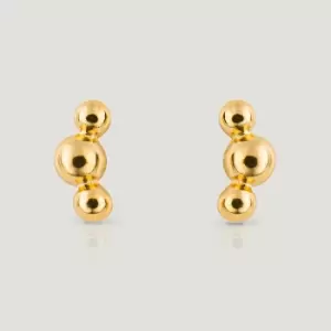 Image of CANDY Cane Gold Plated Triple Ball Stud Earrings