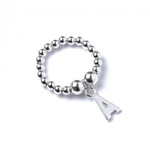 Image of Initial A Charm with Sterling Silver Ball Bead Ring