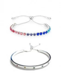 image of Buckley London Buckley London Adjustable Rainbow Bangle And Bracelet Duo Gift Set Free Gift Bag