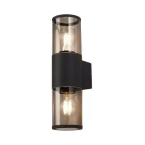 image of Luminosa Lighting - Wall Lamp 2 x E27, IP54, Anthracite, Smoked